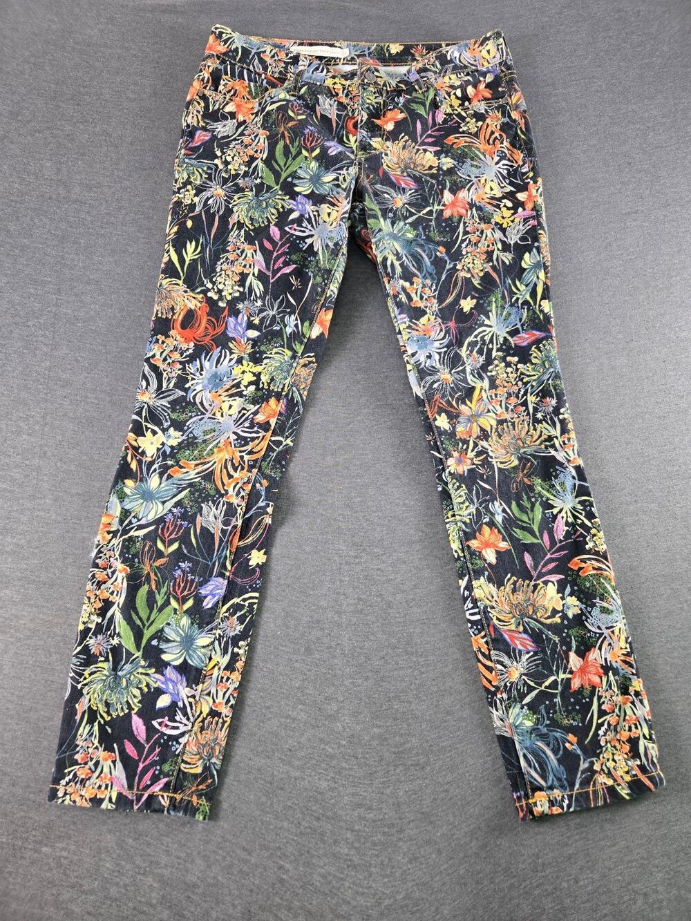 Pilcro And The Letterpress Jeans Womens 30 Multicolor Floral Skinny Denim Pants